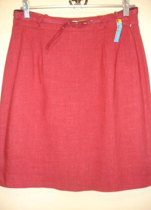 Льняная терракотовая юбка  " biba "1 фото