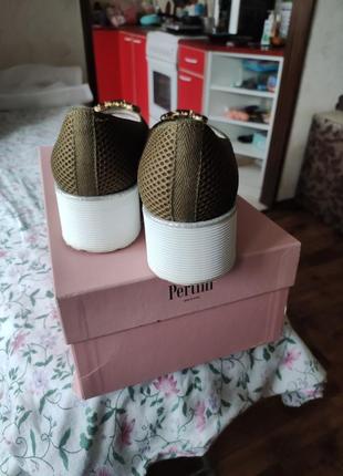 Pertini. туфли лодочки на белой платформе. лоферы. зелёные. 37 разм.3 фото