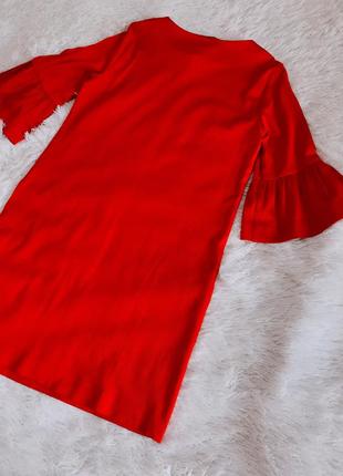 Яркое красное платье с расклешенными рукавами next8 фото