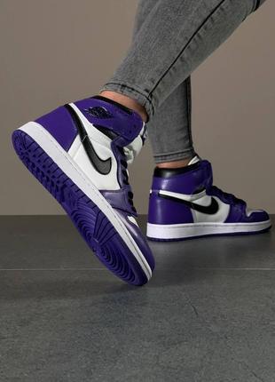 Nike air jordan retro purple high брендовые высокие женские фиолетовые стильные кроссовки тренд весна лето осень жіночі високі фіолетові кросівки