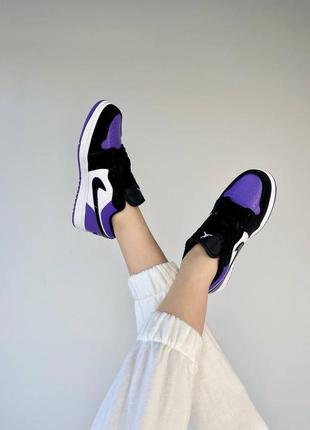 Красиві жіночі кросівки chicago air jordan 1 retro low violet фіолетові з чорним8 фото