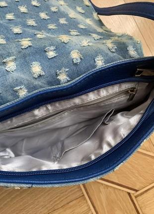 Сумка сумочка джинсовая с длинным ремешком потертая7 фото