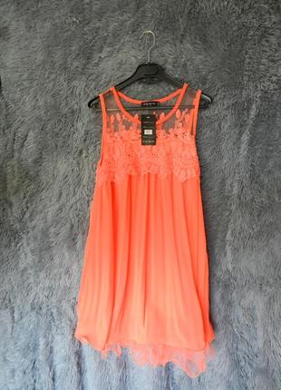💣лёгкое шифоновое платье с кружевом и сеткой размер м цвета в ассортименте1 фото