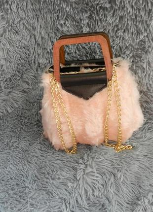 Мини сумочка эко мех на цепочке