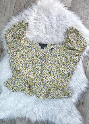 Красивая укороченная блуза топ в мелкий цветочек 1+1=31 фото