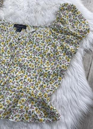 Красивая укороченная блуза топ в мелкий цветочек 1+1=35 фото