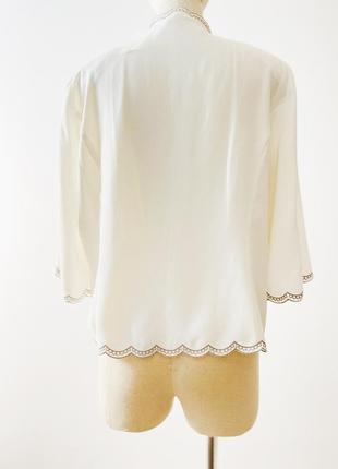 Шикарная винтажная белая блуза с вышивкой, лёгкий летний жакет под топ4 фото