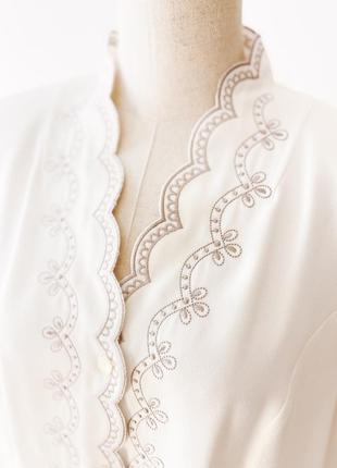 Шикарная винтажная белая блуза с вышивкой, лёгкий летний жакет под топ9 фото