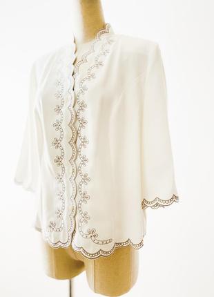 Шикарная винтажная белая блуза с вышивкой, лёгкий летний жакет под топ8 фото