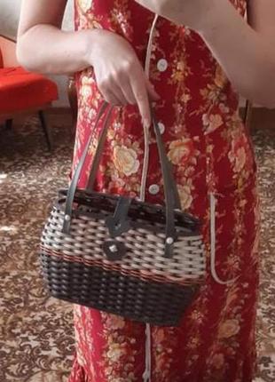 Плетеная винтажная сумочка, корзинка ретро5 фото