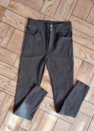 Распродажа‼️джинсы_брючки скинни_в мелкую клетку_стрейч высокая посадка_xs,s