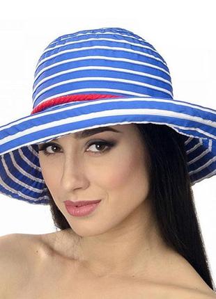 Жіноча літнє капелюх бавовняна блакитна з білим джгутом