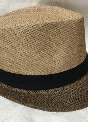 Шляпа формы федора из соломки цвет коричневый и молочный  55-56-57