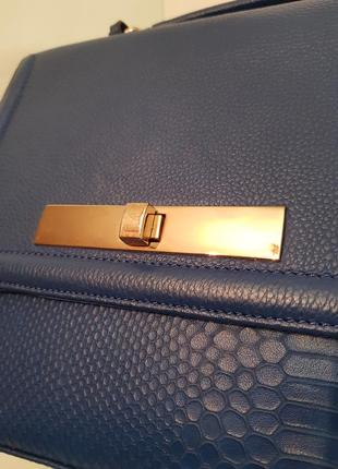 Роскошная кожаная сумка#портфель new look эффектного синего цвета7 фото