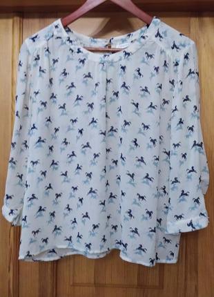 Блуза, whistles, шовк, принт коні