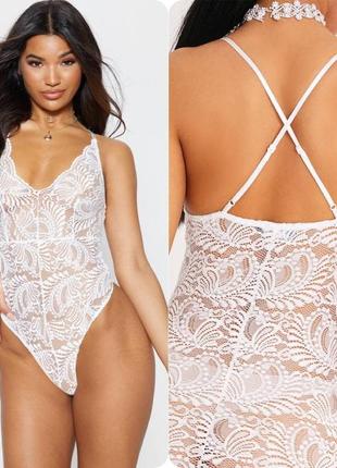 Кружевной боди белый