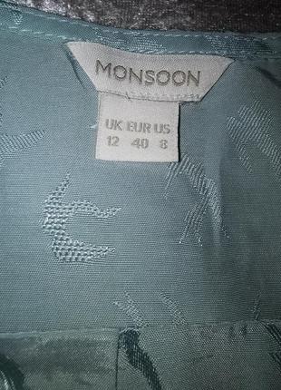 Мятная блуза топ из вискозы в птицы ласточки monsoon складки крылышки3 фото