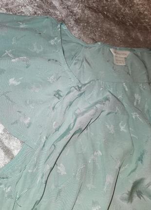 Мятная блуза топ из вискозы в птицы ласточки monsoon складки крылышки5 фото