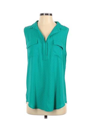 Ярко-зеленая в мелкий горошек блуза-рубашка ann taylor loft. размер xs.