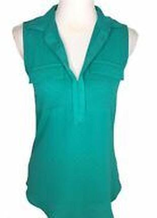 Ярко-зеленая в мелкий горошек блуза-рубашка ann taylor loft. размер xs.5 фото