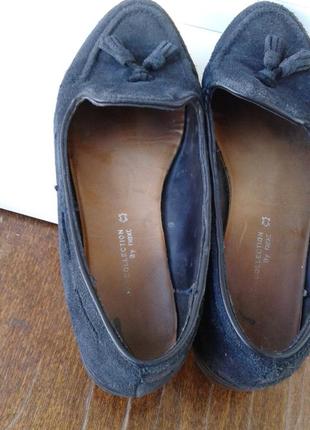 Женские темно синие туфли лоферы из натуральной замши next нюансы1 фото