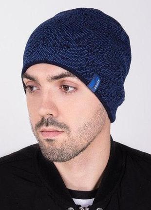 Синий комплект шапка +шарф труба-бафф6 фото