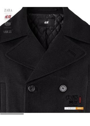 Мужское двубортное шерстяное пальто h&m9 фото