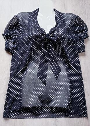 Блуза сеточка marks & spencer  черная в горошек 14-16 р-ра.9 фото