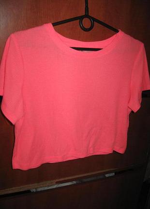 Топ crop в рубчик неон рожевий