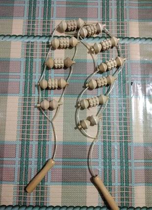 Массажер роликовый деревяный для спины