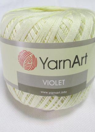 Пряжа нитки для вязания хлопковые  виолет ярнарт violet yarnart 100% бавовна молочний № 0326