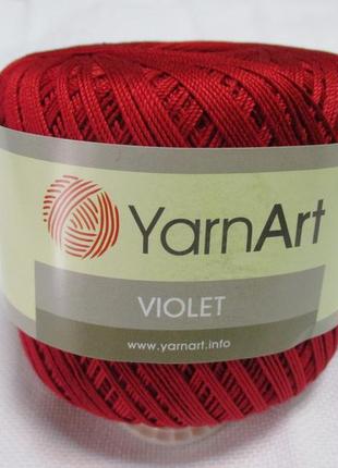 Пряжа нитки для вязания хлопковые  виолет ярнартviolet yarnart 100% бавовна червоний темний 
 № 5020