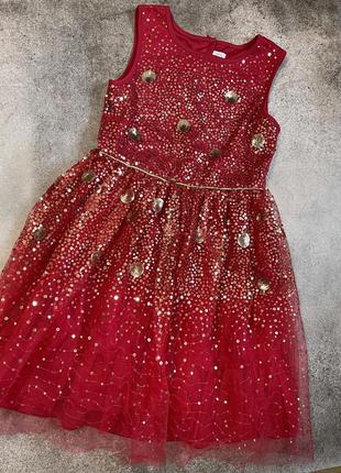Нарядное платье красное на девочку в наличии 140 см3 фото