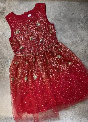 Ошатне плаття червоне на дівчинку в наявності 140 см