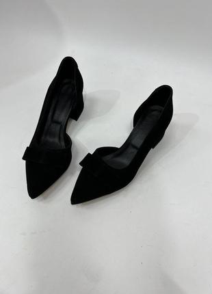 Эксклюзивные туфли лодочки итальянская замша черные3 фото
