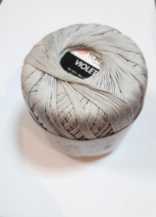 Пряжа нитки для вязания хлопковые   виолет ярнарт violet yarnart 100% бавовна сірий світлий  № 4920