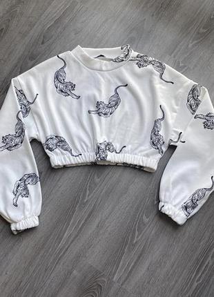 Кофта топ укороченая с рукавом на флисе