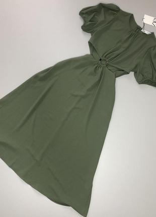 Сукня міді з пишними рукавами zara сукня зара міді з пишними рукавами плаття8 фото