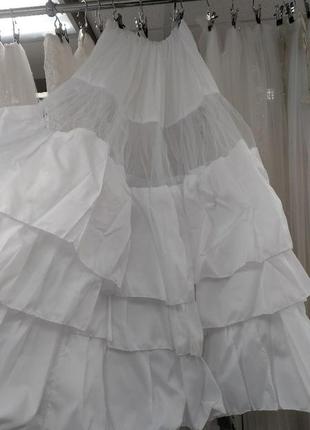 Подъюбник белый свадебный из жёсткого фатина без колец для пышных платьев1 фото