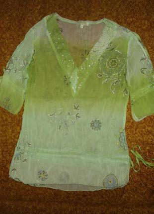 Шифонова блузка салатова