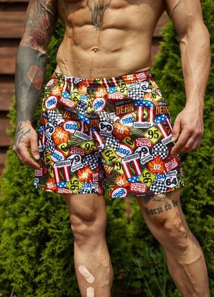 Плавательные мужские шорты пляжные для плавания купания с ярким рисунком
