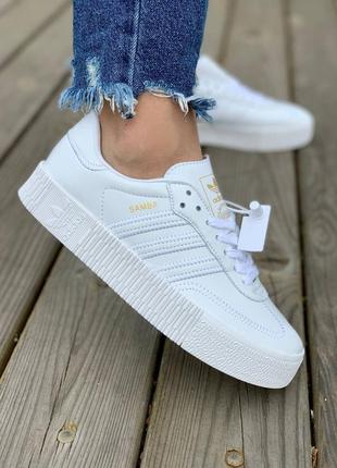 Шикарные  женские кроссовки adidas samba white белые