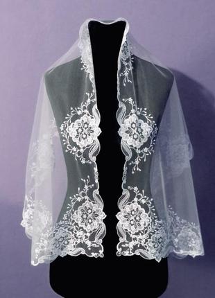 Шарф ажурный в церковь, венчальный платок, косынка церковная.3 фото