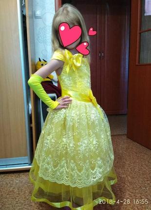 Яркое жёлтое бальное, выпускное платье на возраст 6-7 лет2 фото