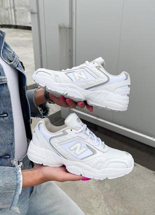 New balance 452 white брендовые белые женские кроссовки беланс классические тренд весна літо осінь жіночі білі кросівки демісезон