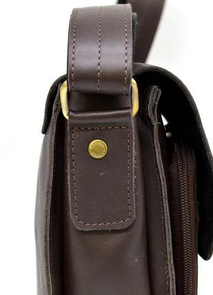Чоловіча шкіряна сумка планшетка через плече коричнева4 фото