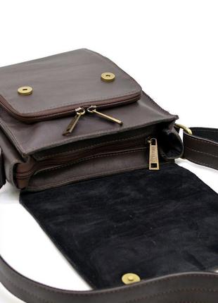 Чоловіча шкіряна сумка планшетка через плече коричнева6 фото