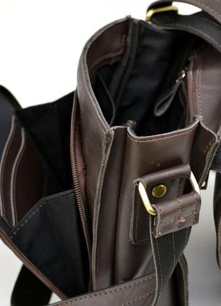 Чоловіча шкіряна сумка планшетка через плече коричнева7 фото