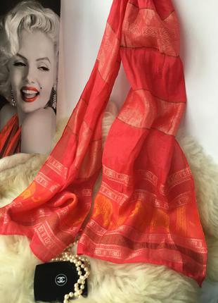 Роскошный широкий шелковый шарф палантин со слониками, натуральный шёлк,3 фото