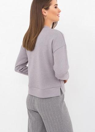 Тёплый пуловер с люрексом серый женский2 фото
